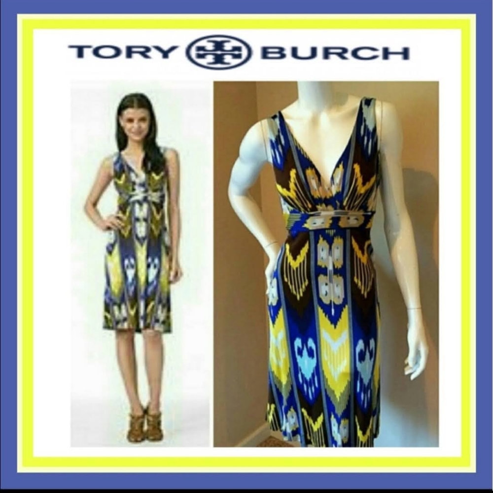 Tory Burch Carmonde Midi Ikat Silk Medium Tank Dress